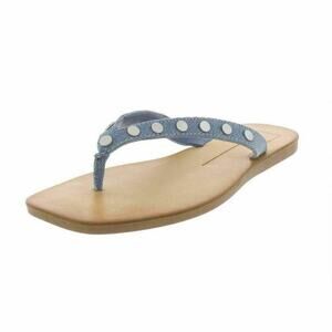 Dolce Vita Women Studded Flip Flop Clyde Size US 7.5 Blue Denim Thong Sandals
